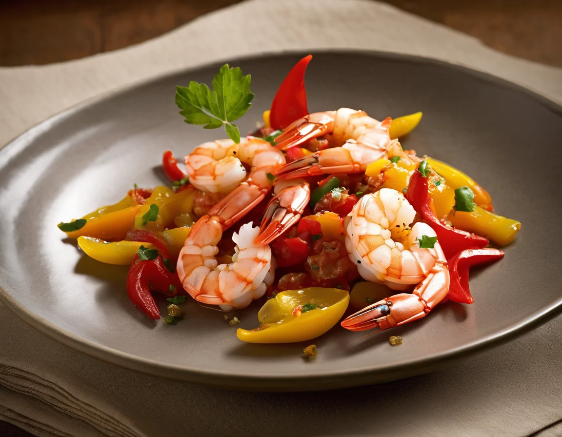 Gambas a la Provenzal con Pimientos Dulces