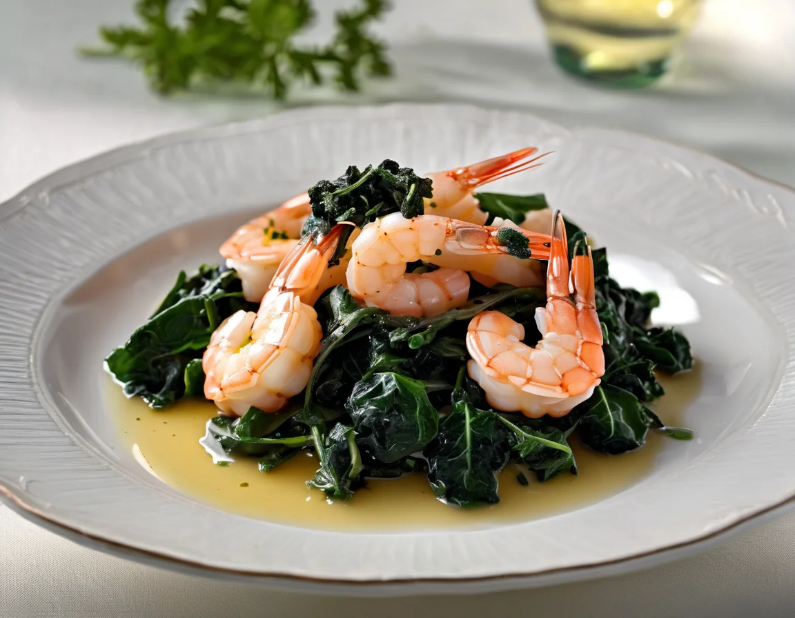 Gambas al Ajillo con Kale Salteado
