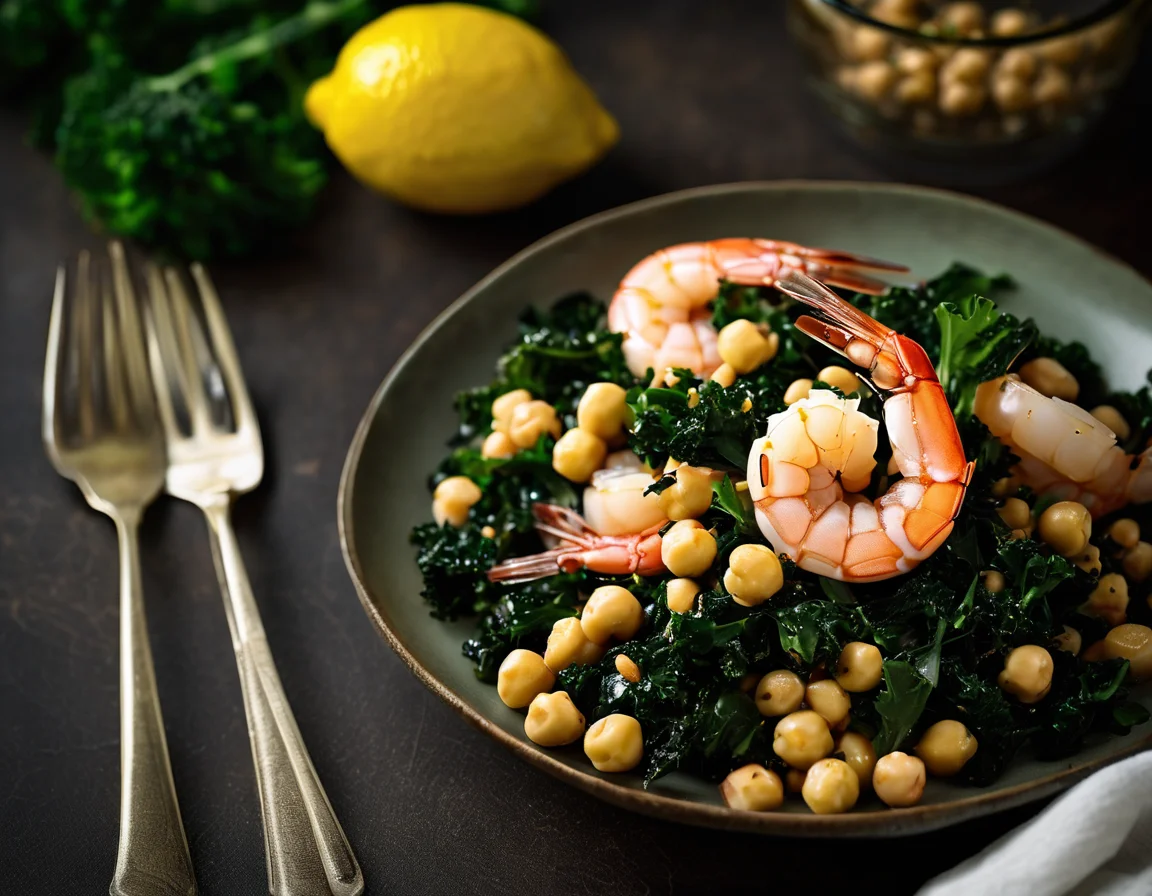 Gambas al Ajillo con Kale Salteado a la Española Adaptado para Sindrome de Ovarios Poliquístico
