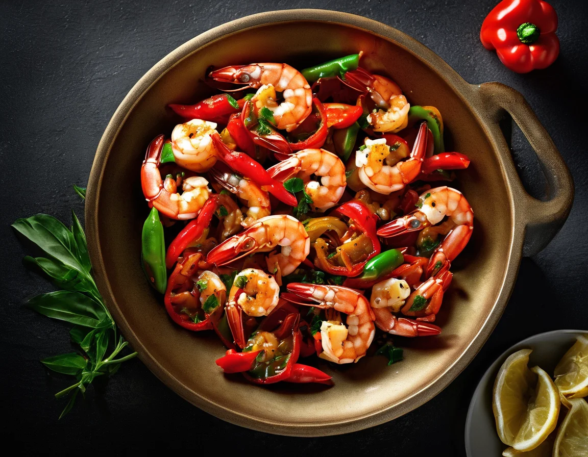 Gambas y Pimientos al Mediterráneo