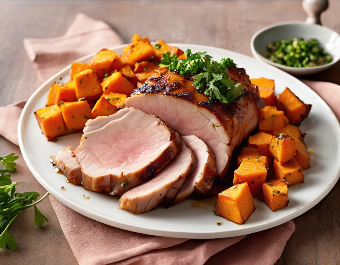 Lomo de Cerdo Asado con Puré de Boniato Suave