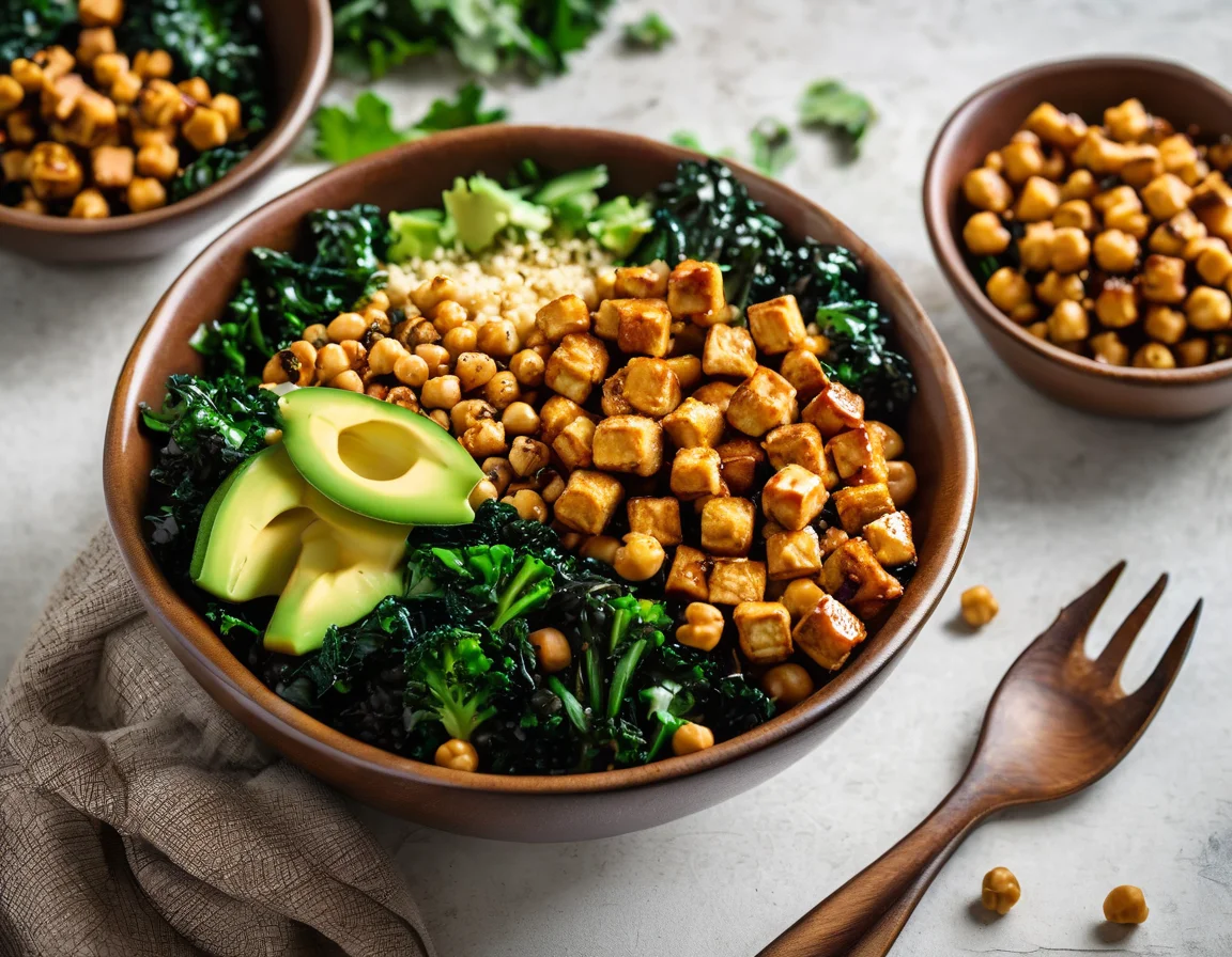Bowl de Poder de Tofu Ahumado con Arce y Garbanzos
