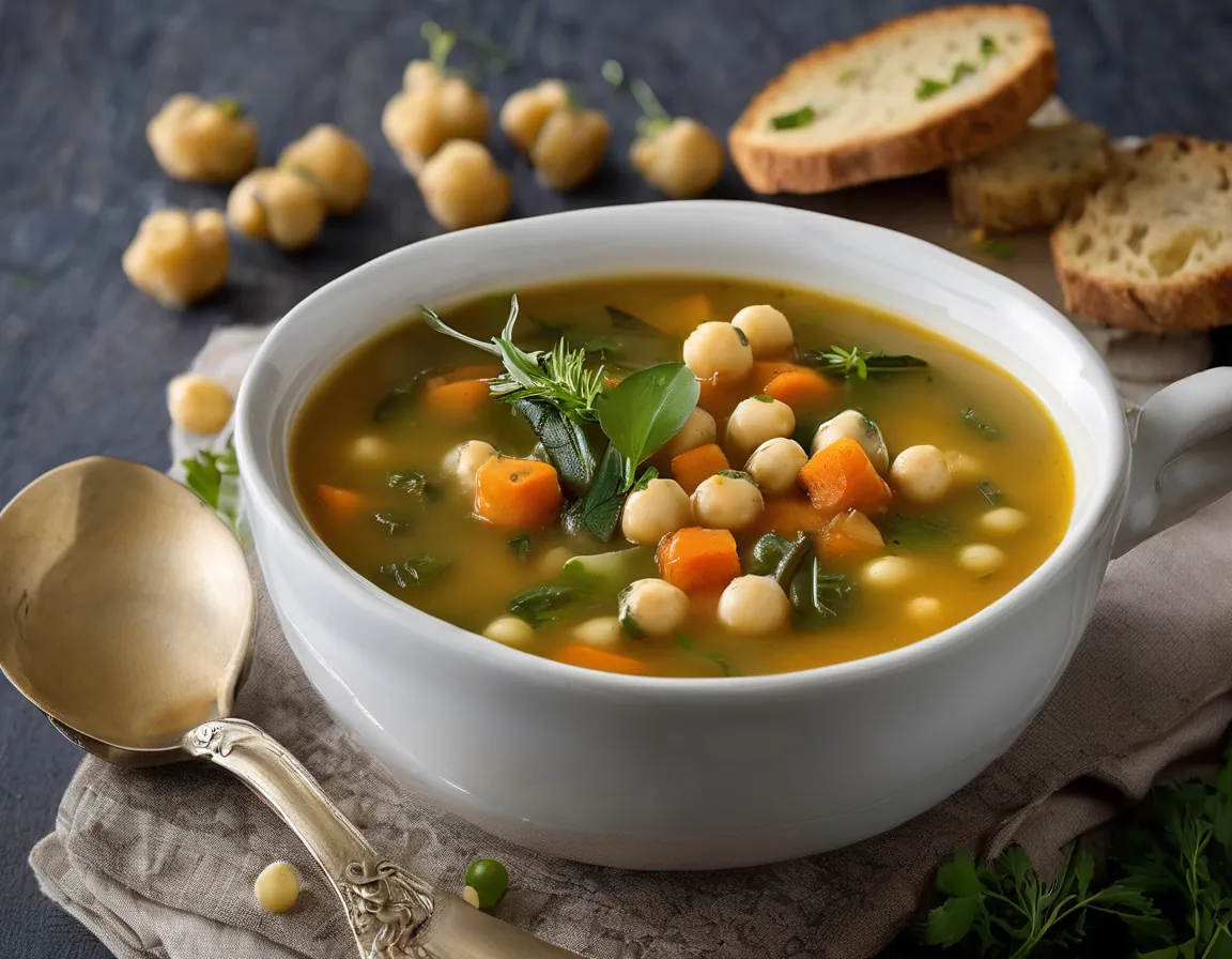 Sopa de Garbanzos y Verduras Low-FODMAP Adaptado para SII Síndrome de Intestino Irritable