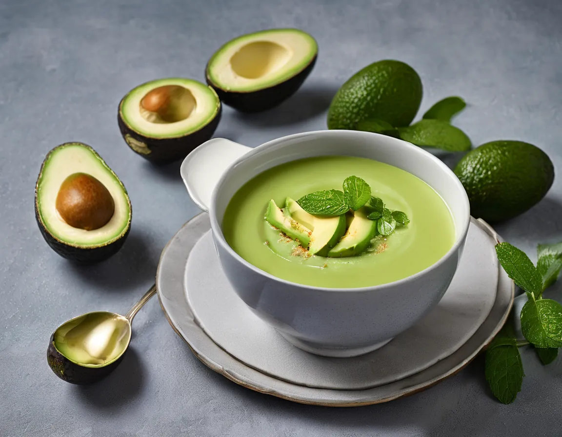 Sopa fría de aguacate con menta Adaptado para ERGE Reflujo Gastroesofágico