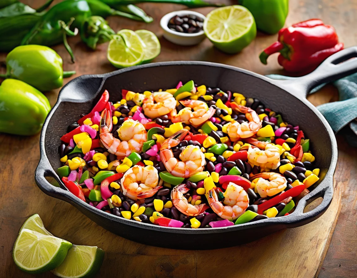 Gambas al Ajillo con Pimientos Asados y Garbanzos