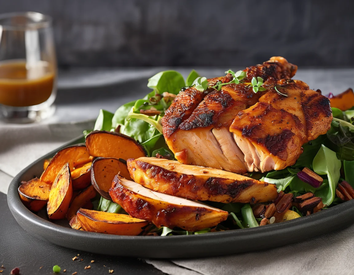 Pollo al Romero con Puré de Boniato y Ensalada de Espinacas