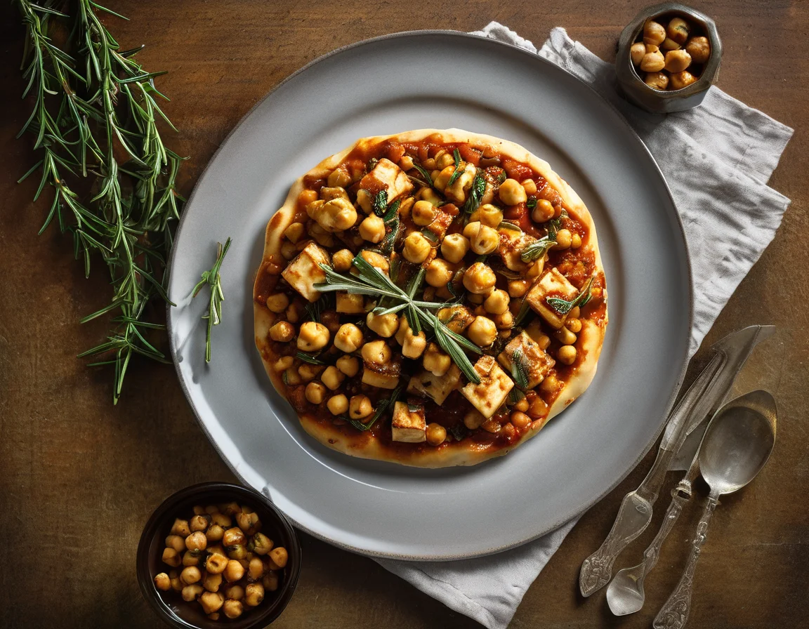 Tofu a la Pizzaiola con Garbanzos al Romero