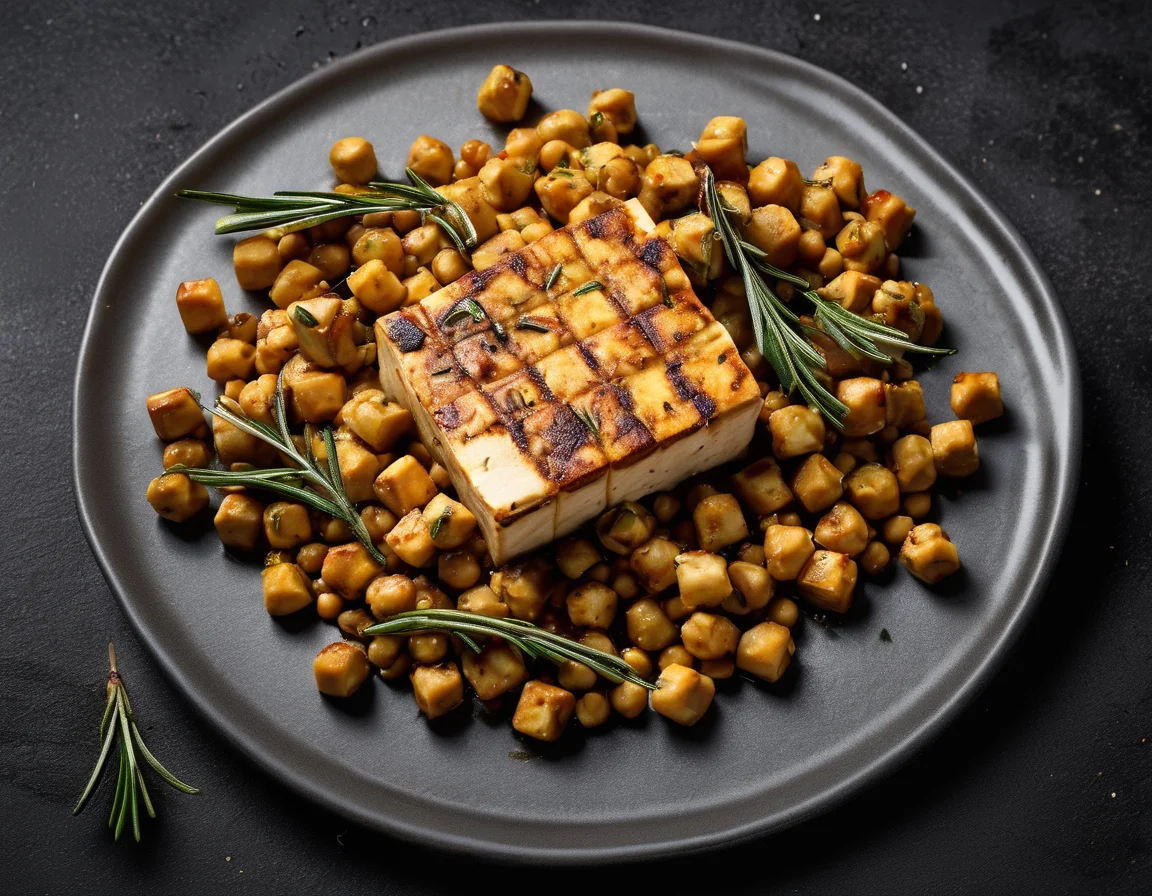 Tofu a la Romana con Garbanzos al Romero
