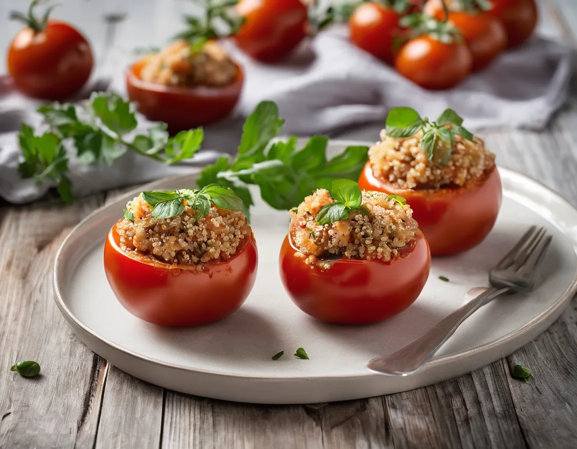 Tomate Relleno con Quinoa y Pollo al Estilo Brasileño Adaptado para Resistencia a la Insulina