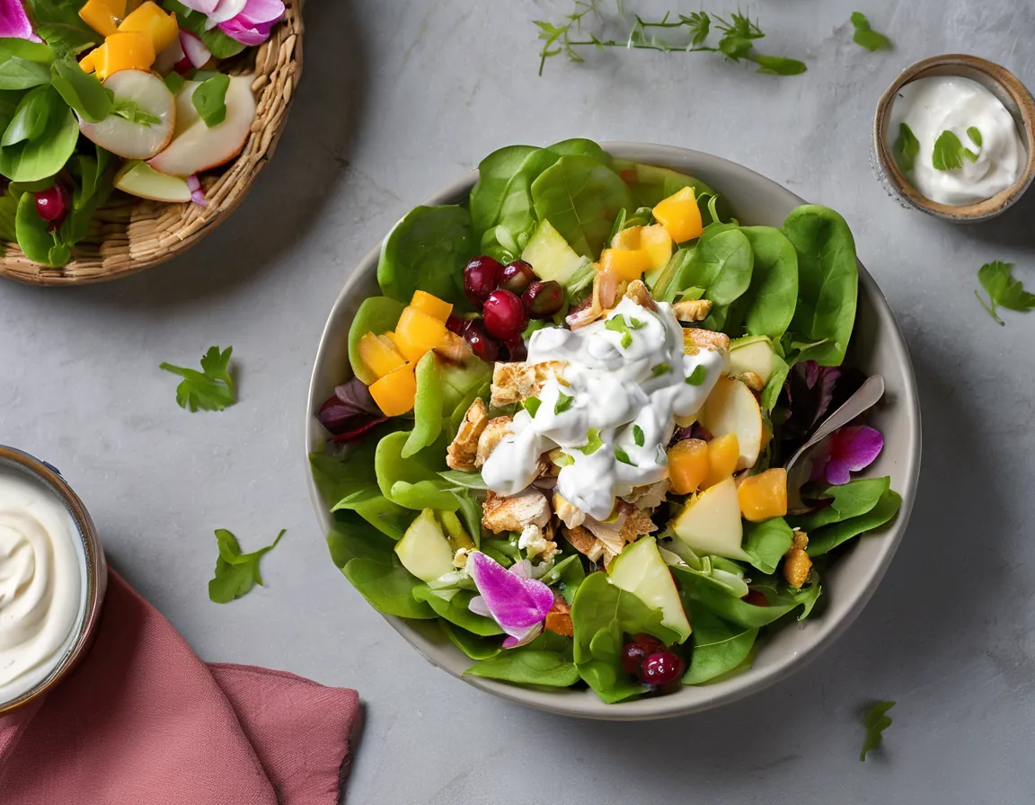 Tropical Chicken Salad with Greek Yogurt Adaptado para Diabetes T2