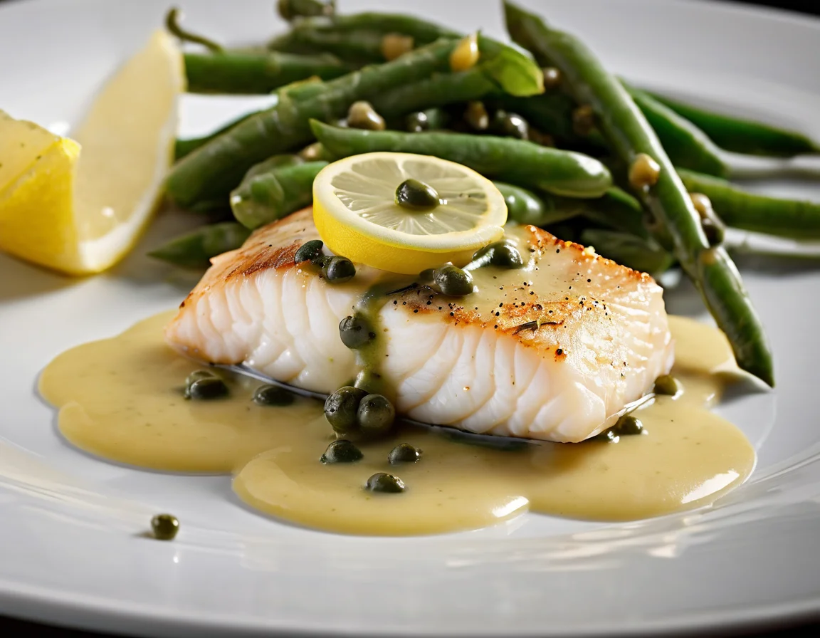 Filete de Bacalao con Judías Verdes y Salsa de Limón y Alcaparras
