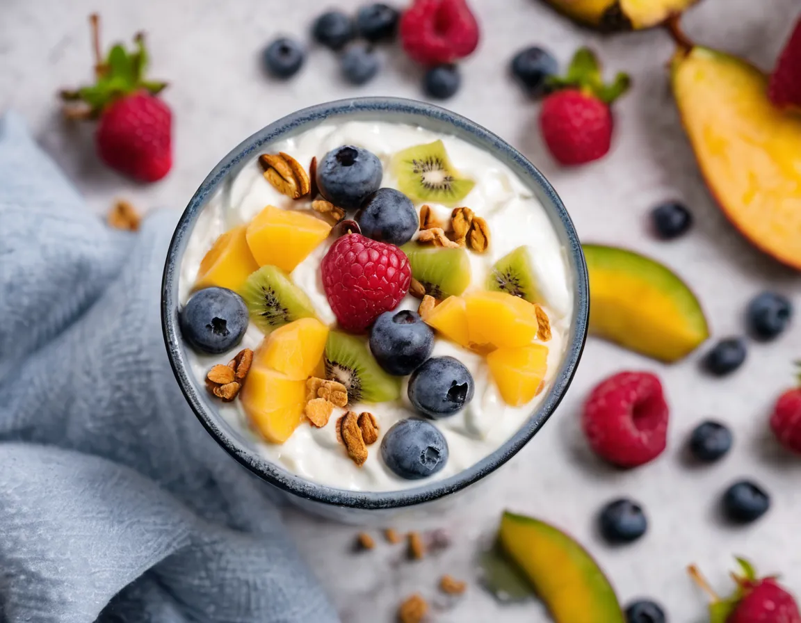 Yogur con Frutas Tropicales y Semillas - Postre Saludable para Diabéticos